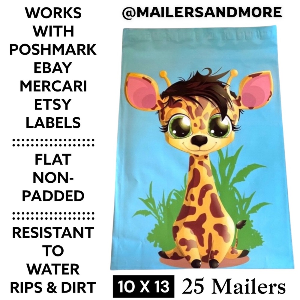 25 10X13 Poly Mailers Baby Giraffe PRICE IS FIRM - Picture 2 of 8
